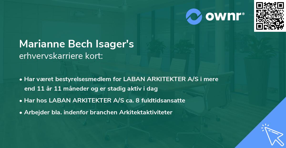 Marianne Bech Isager's erhvervskarriere kort