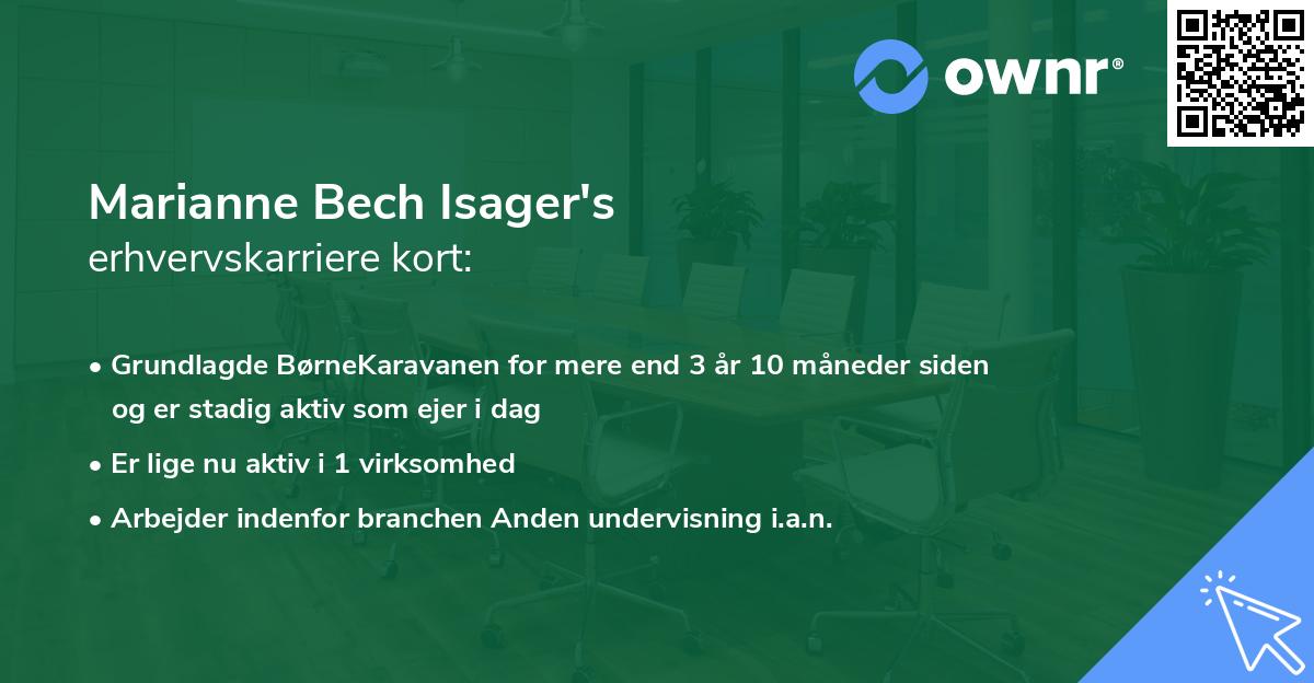 Marianne Bech Isager's erhvervskarriere kort