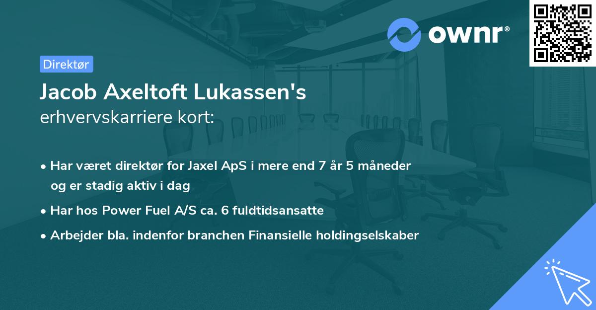 Jacob Axeltoft Lukassen's erhvervskarriere kort