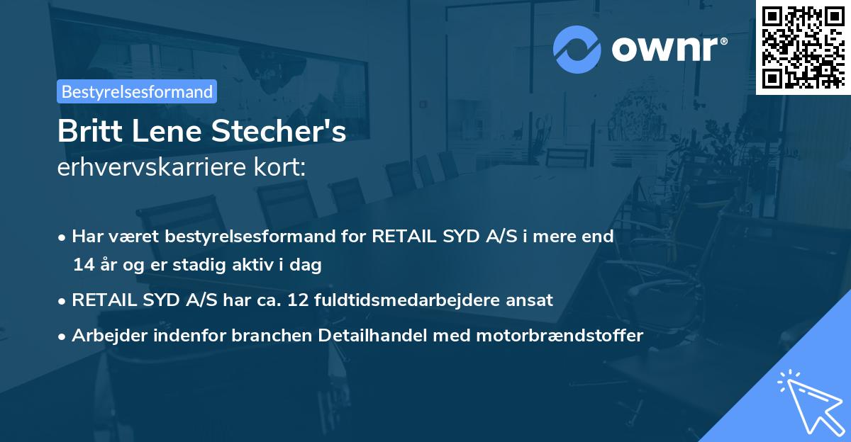 Britt Lene Stecher's erhvervskarriere kort