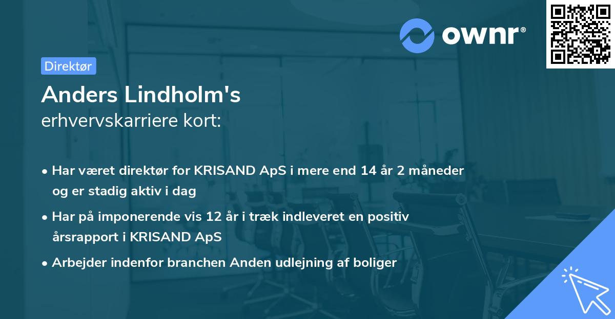 Anders Lindholm's erhvervskarriere kort