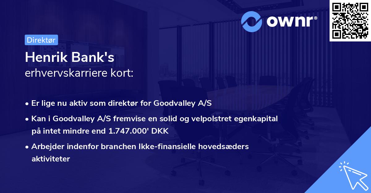 Henrik Bank's erhvervskarriere kort