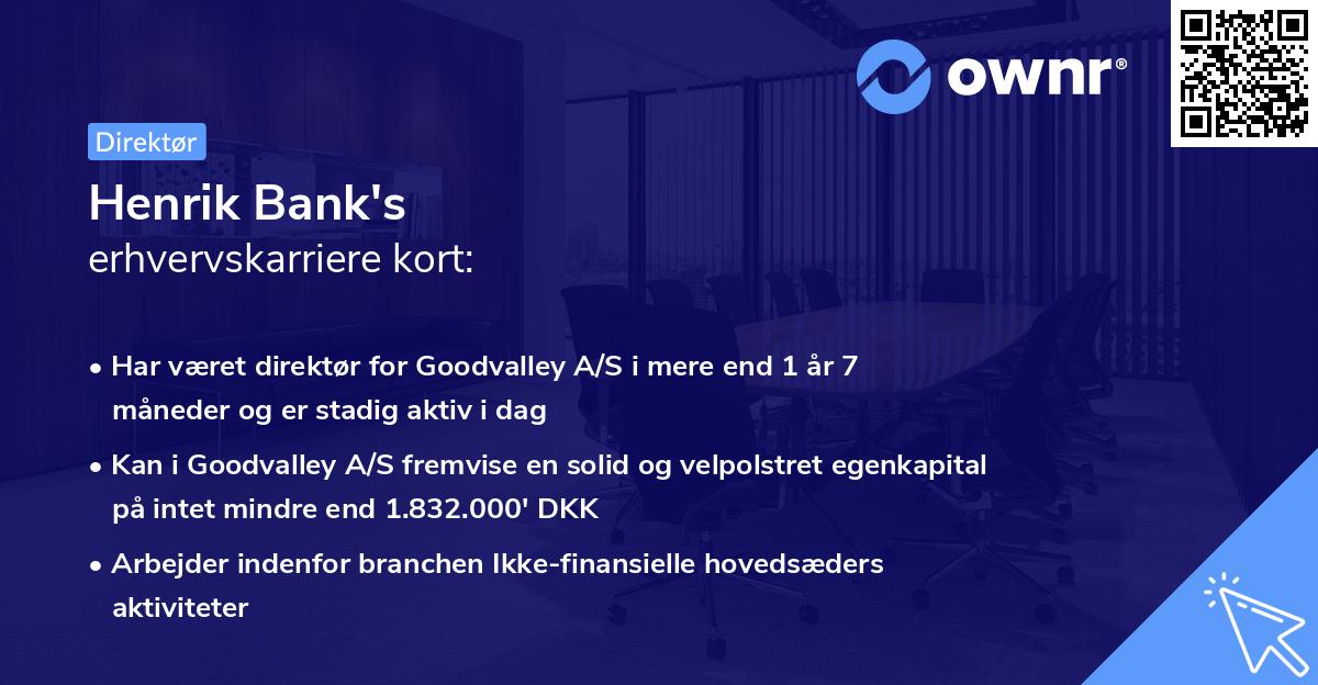 Henrik Bank's erhvervskarriere kort