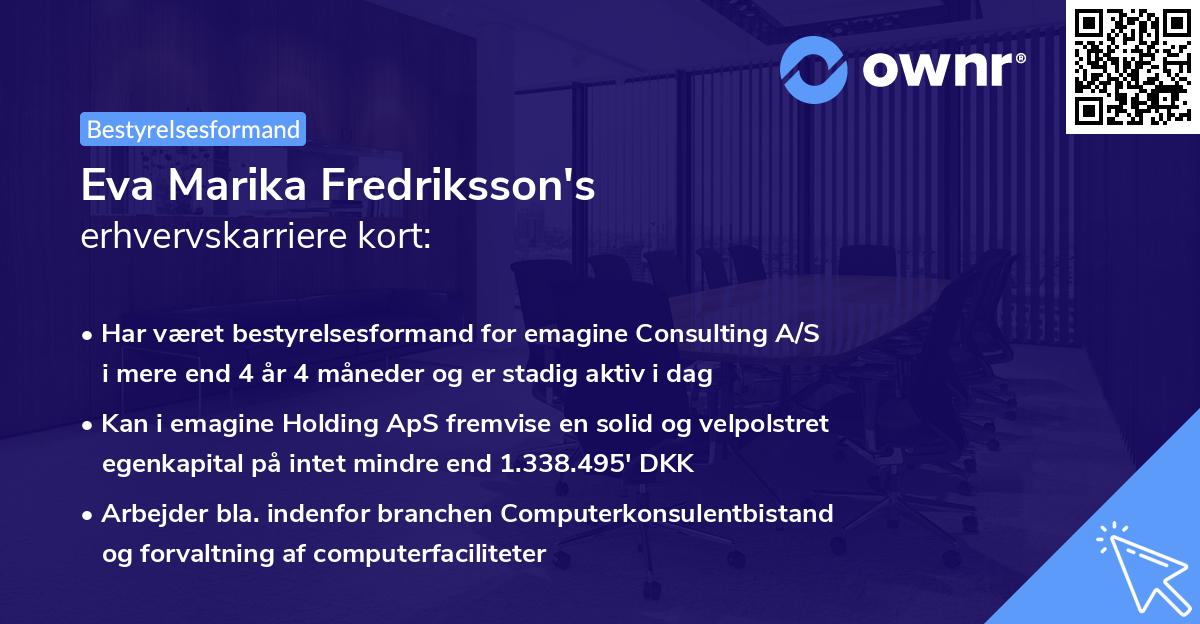 Eva Marika Fredriksson's erhvervskarriere kort