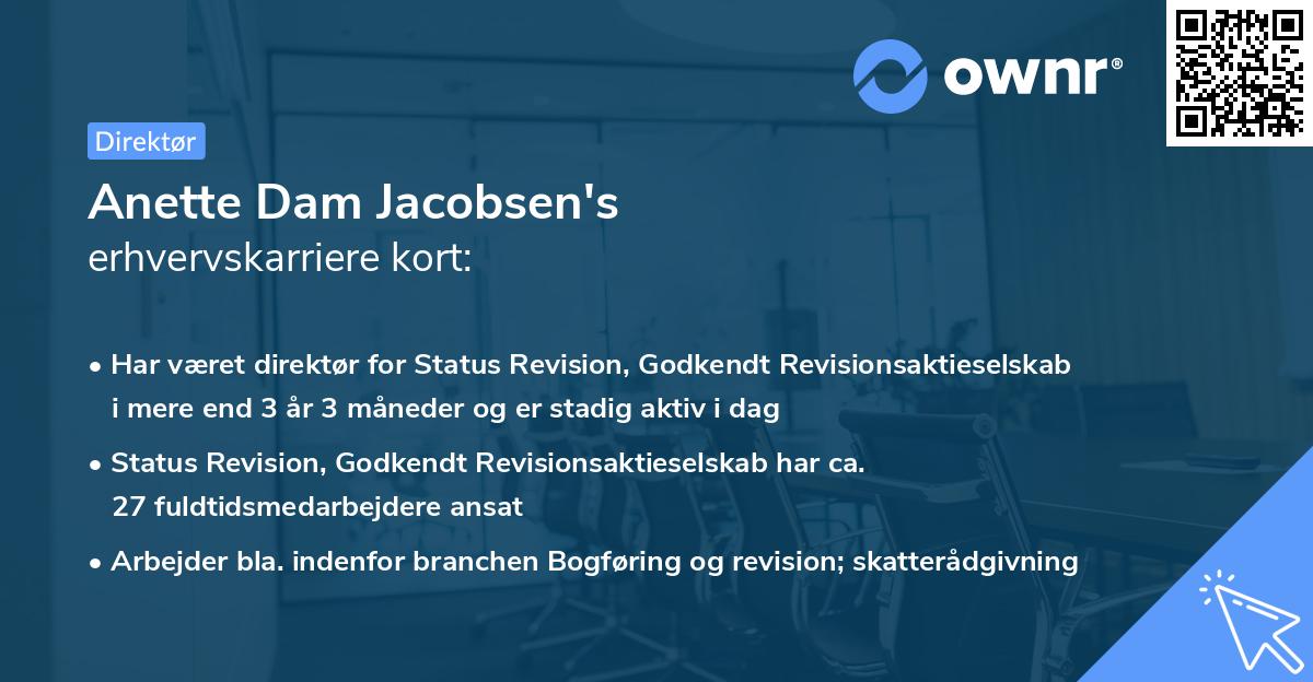 Anette Dam Jacobsen's erhvervskarriere kort