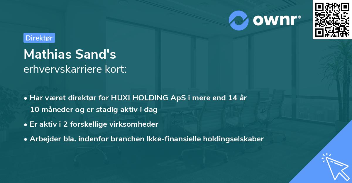 Mathias Sand's erhvervskarriere kort