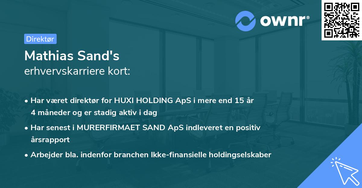 Mathias Sand's erhvervskarriere kort