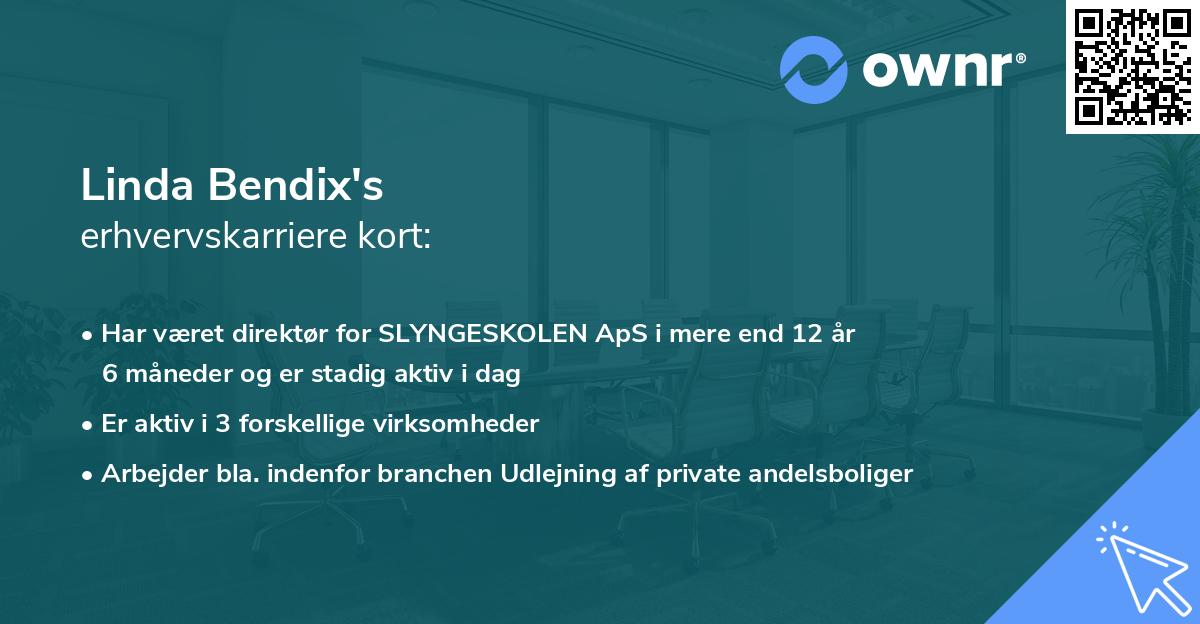 Linda Bendix's erhvervskarriere kort