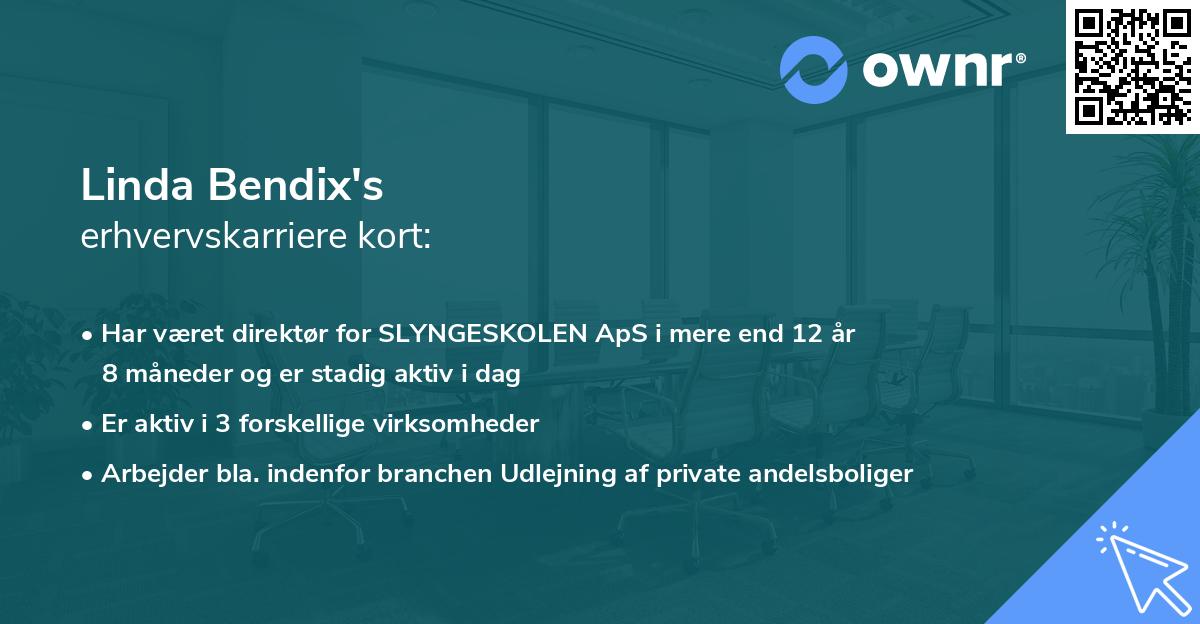 Linda Bendix's erhvervskarriere kort