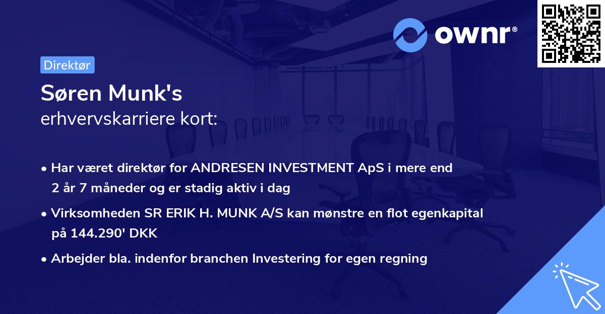 Søren Munk's erhvervskarriere kort