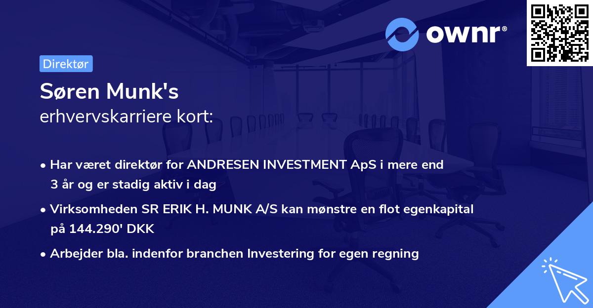 Søren Munk's erhvervskarriere kort