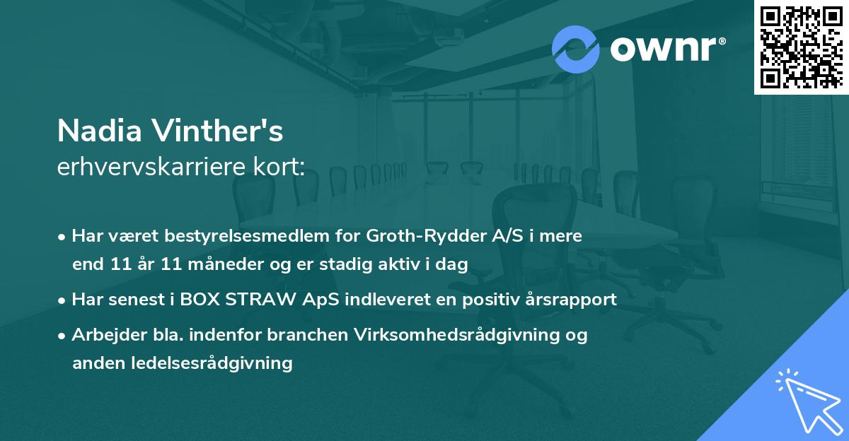 Nadia Vinther's erhvervskarriere kort