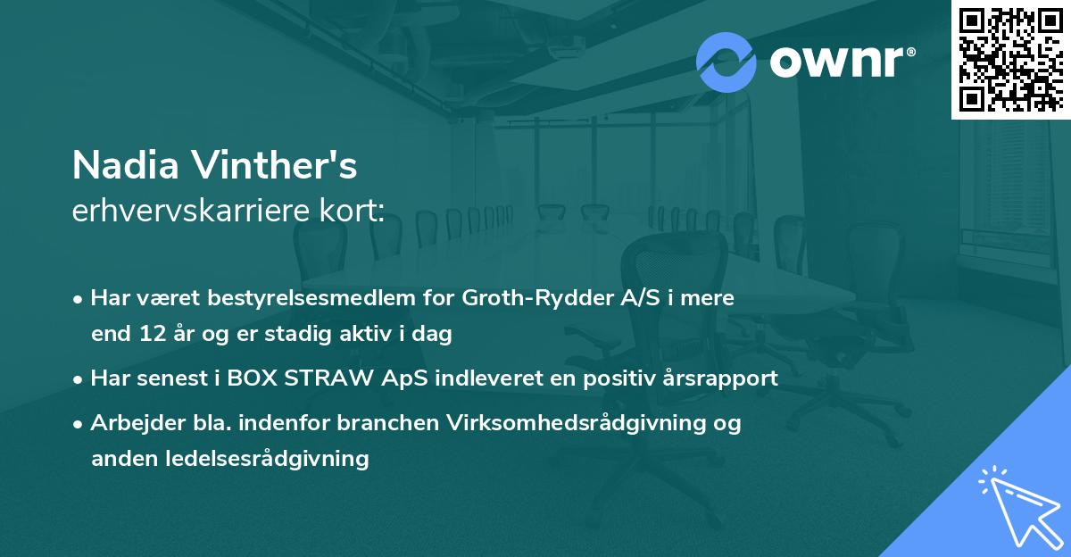 Nadia Vinther's erhvervskarriere kort
