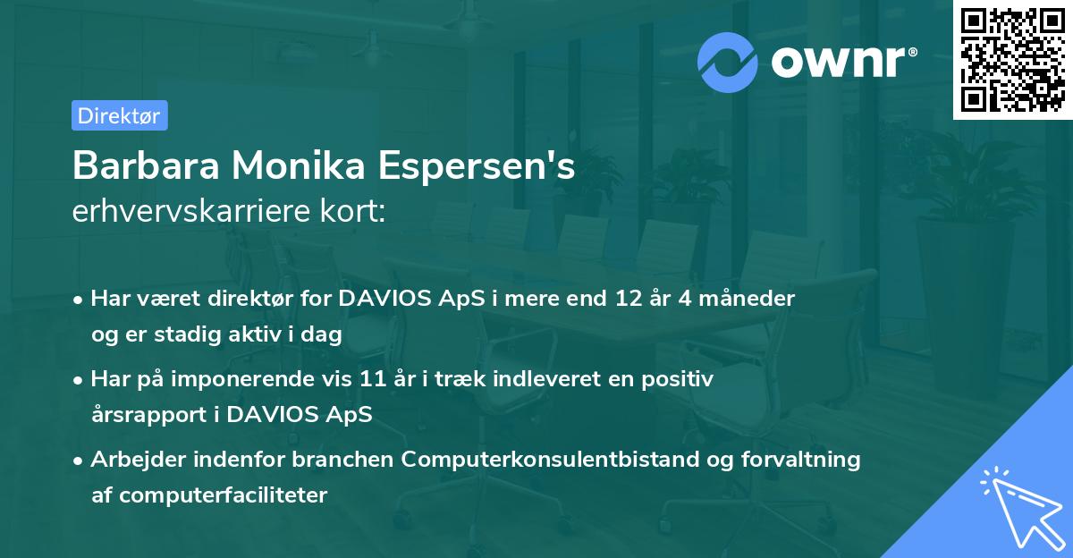 Barbara Monika Espersen's erhvervskarriere kort