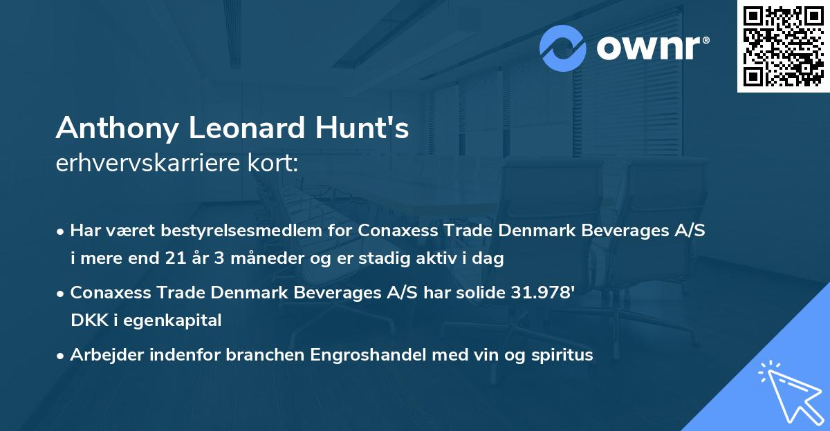 Anthony Leonard Hunt's erhvervskarriere kort