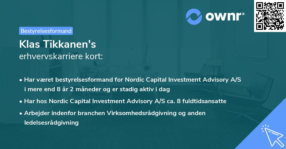 Klas Tikkanen's erhvervskarriere kort