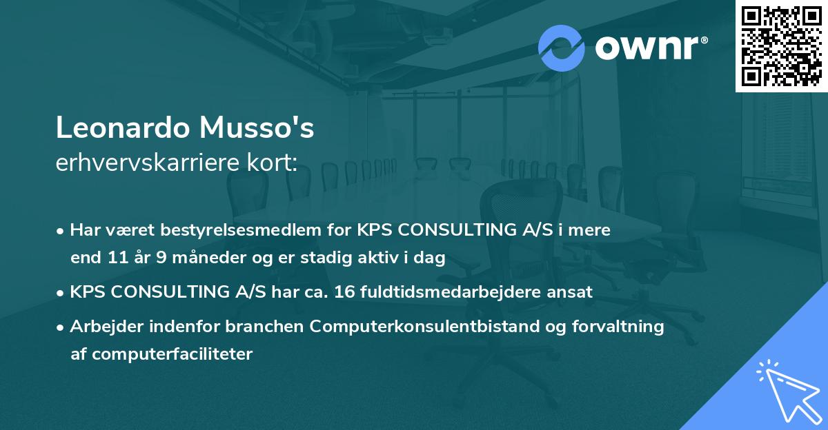 Leonardo Musso's erhvervskarriere kort