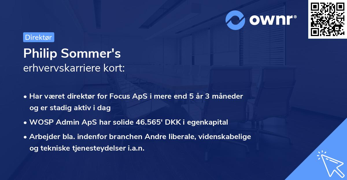 Philip Sommer's erhvervskarriere kort