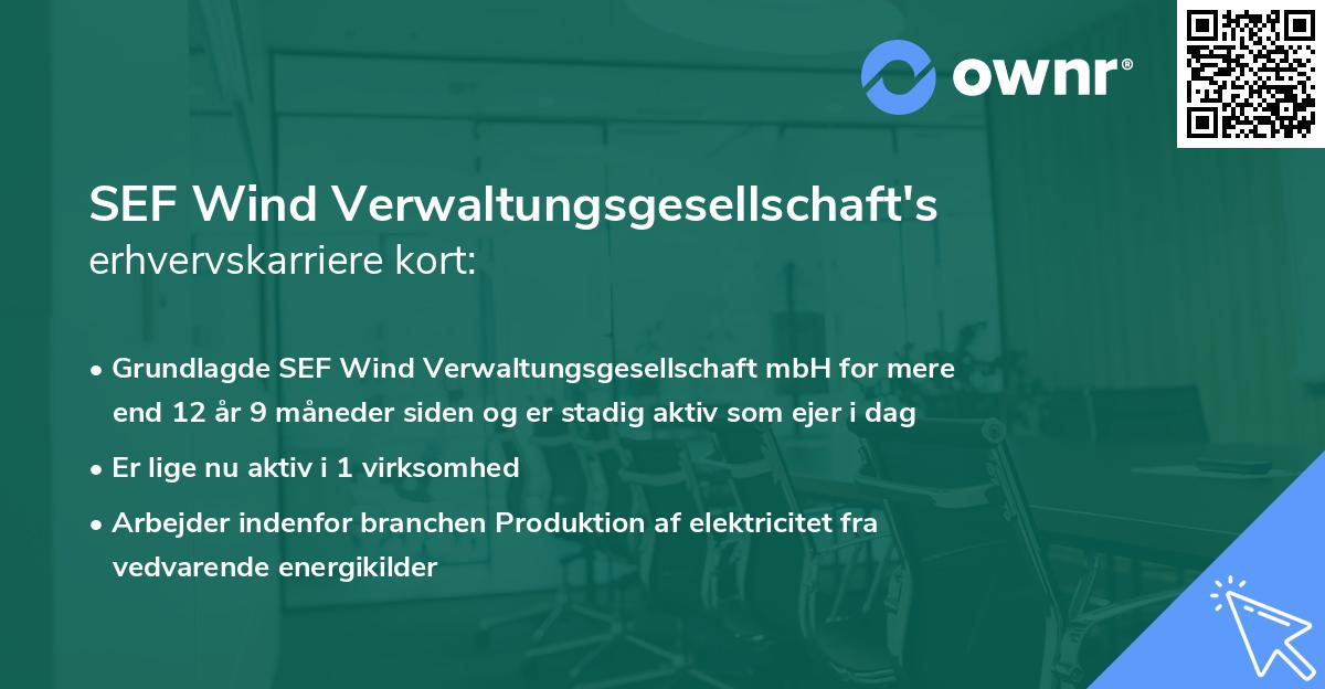 SEF Wind Verwaltungsgesellschaft's erhvervskarriere kort