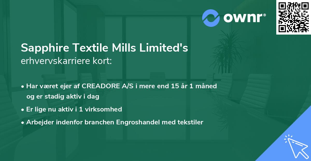 Sapphire Textile Mills Limited's erhvervskarriere kort