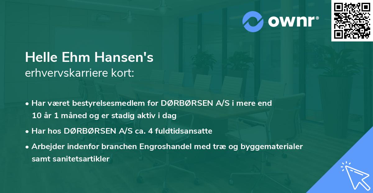 Helle Ehm Hansen's erhvervskarriere kort