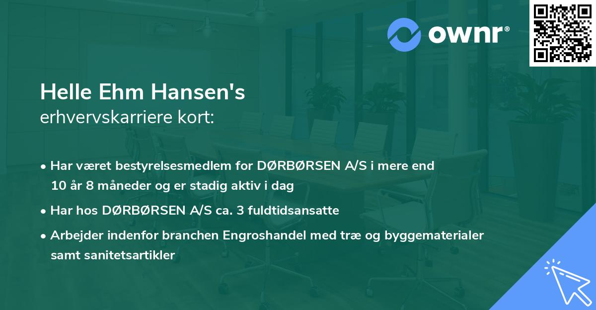Helle Ehm Hansen's erhvervskarriere kort
