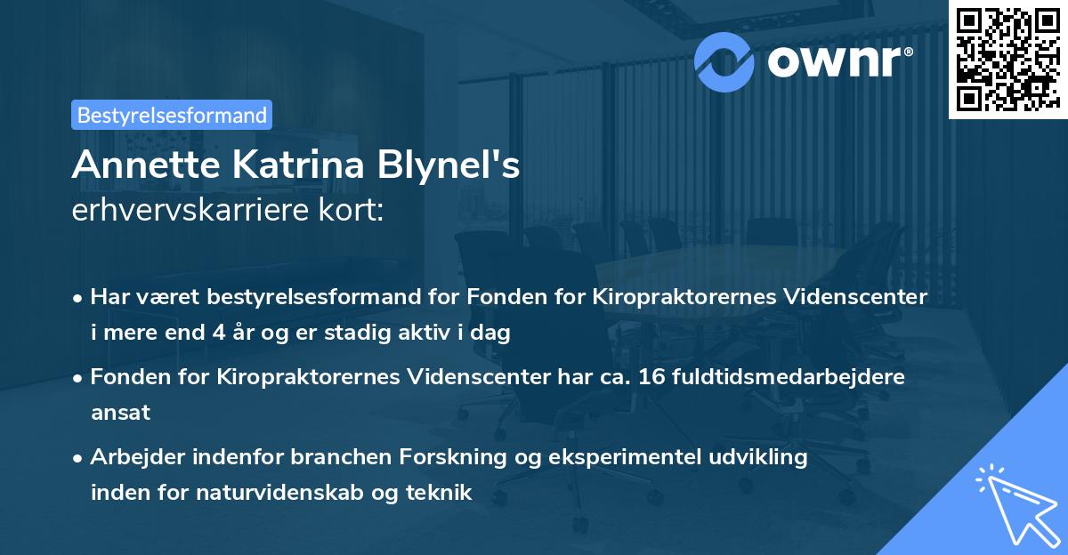 Annette Katrina Blynel's erhvervskarriere kort
