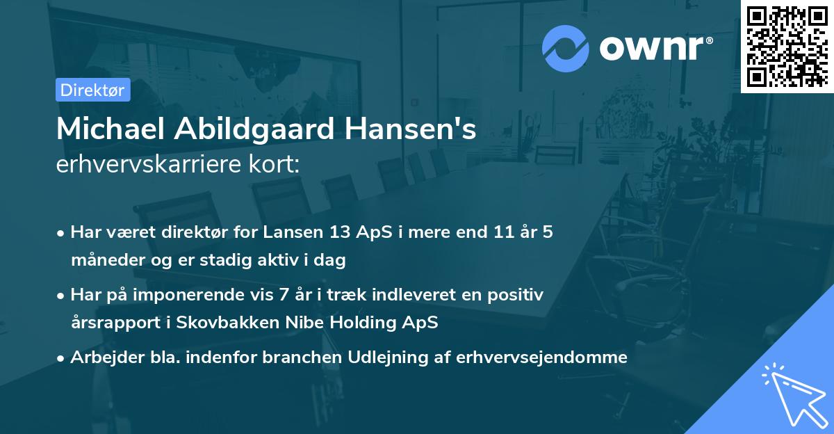 Michael Abildgaard Hansen's erhvervskarriere kort