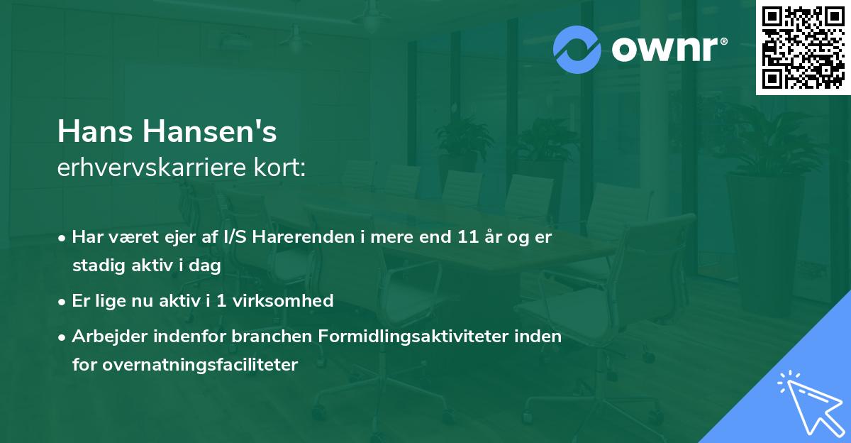 Hans Hansen's erhvervskarriere kort