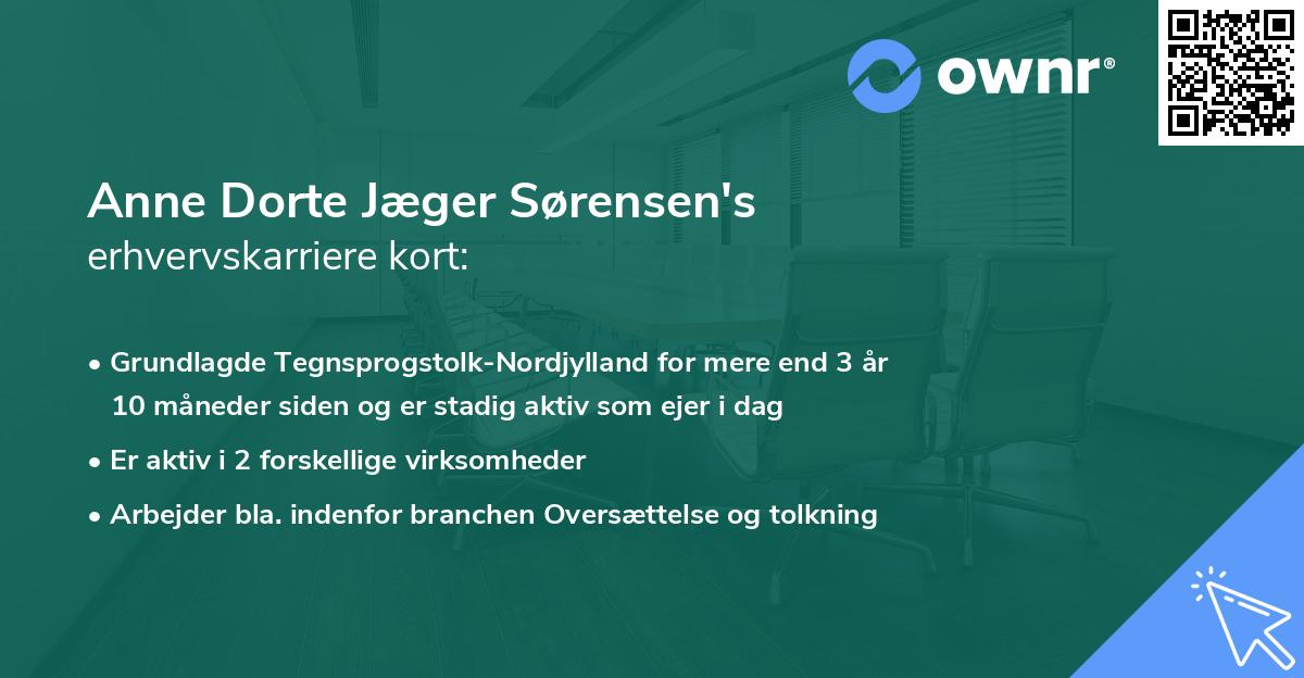 Anne Dorte Jæger Sørensen's erhvervskarriere kort