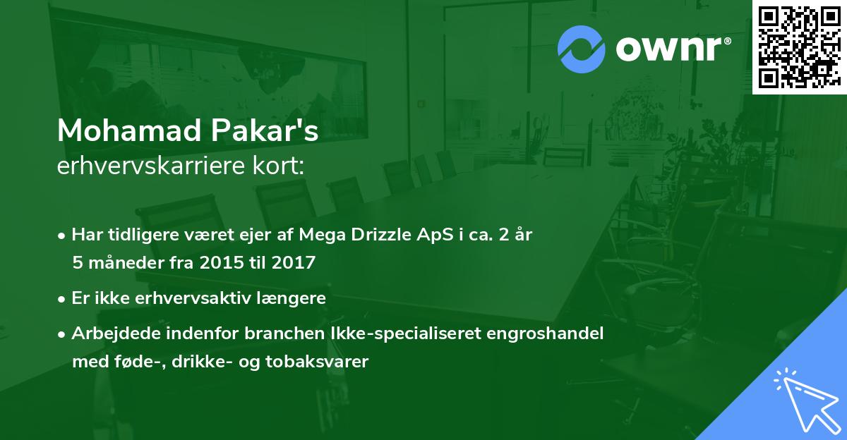 Mohamad Pakar's erhvervskarriere kort