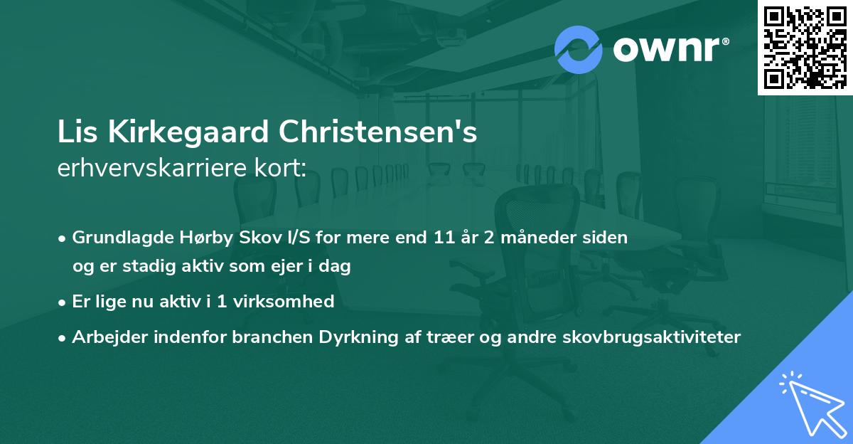 Lis Kirkegaard Christensen's erhvervskarriere kort