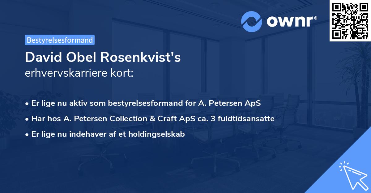 David Obel Rosenkvist's erhvervskarriere kort