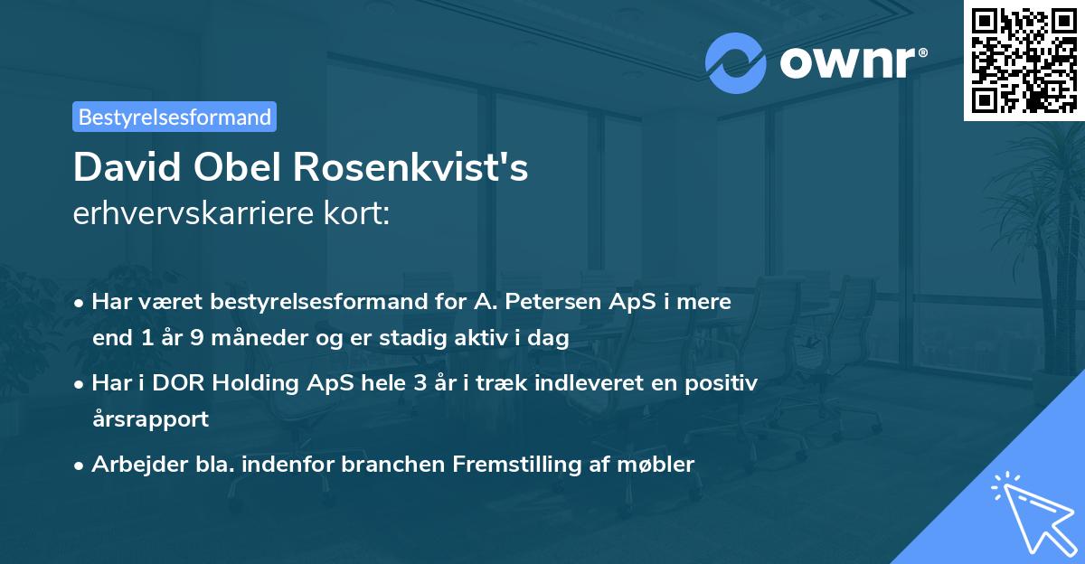 David Obel Rosenkvist's erhvervskarriere kort
