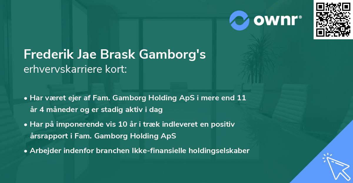 Frederik Jae Brask Gamborg's erhvervskarriere kort