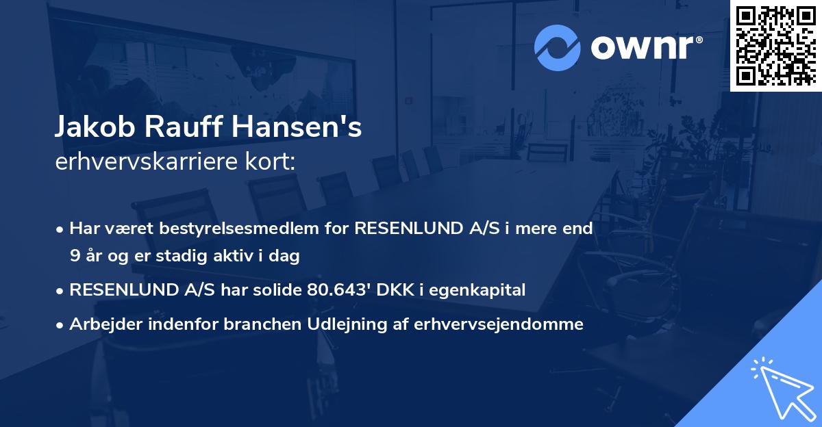 Jakob Rauff Hansen's erhvervskarriere kort