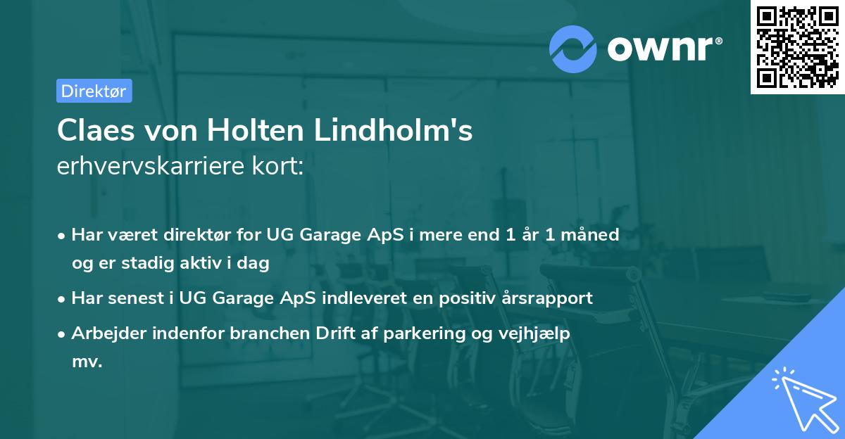 Claes von Holten Lindholm's erhvervskarriere kort