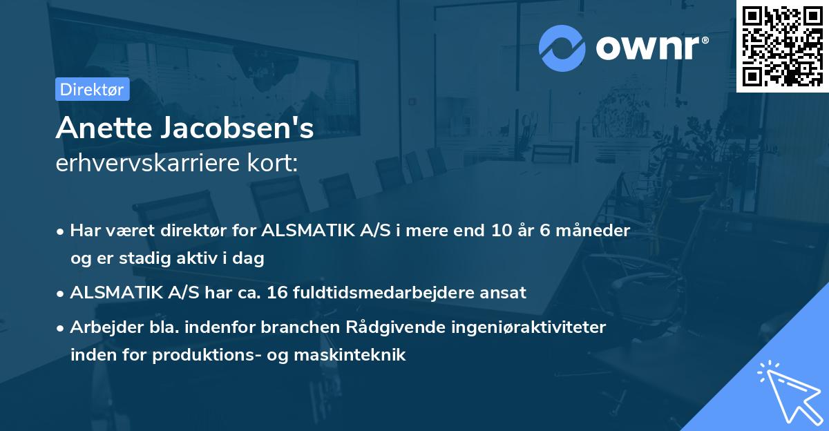 Anette Jacobsen's erhvervskarriere kort