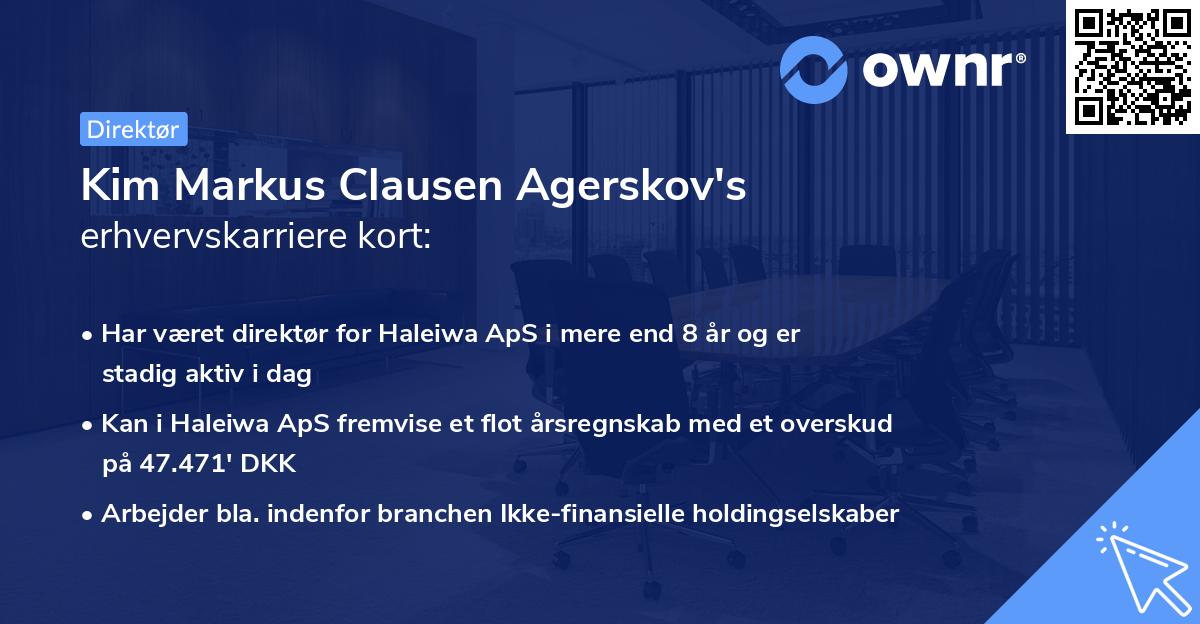 Kim Markus Clausen Agerskov's erhvervskarriere kort
