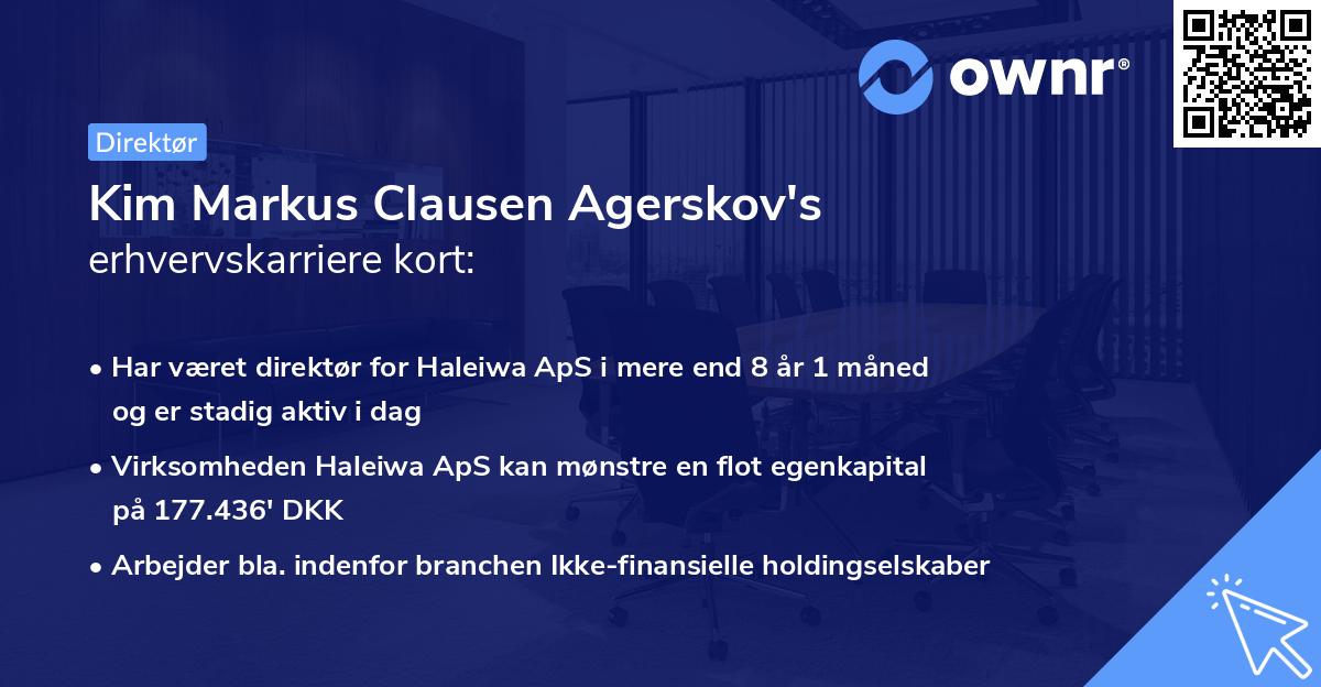 Kim Markus Clausen Agerskov's erhvervskarriere kort