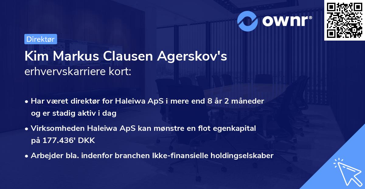Kim Markus Clausen Agerskov's erhvervskarriere kort
