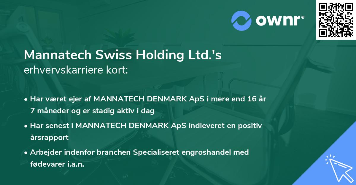 Mannatech Swiss Holding Ltd.'s erhvervskarriere kort