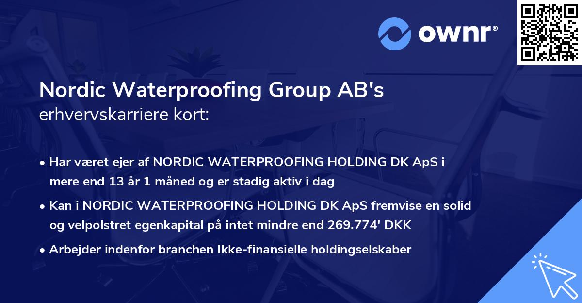 Nordic Waterproofing Group AB's erhvervskarriere kort