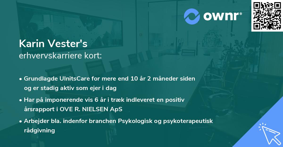 Karin Vester's erhvervskarriere kort