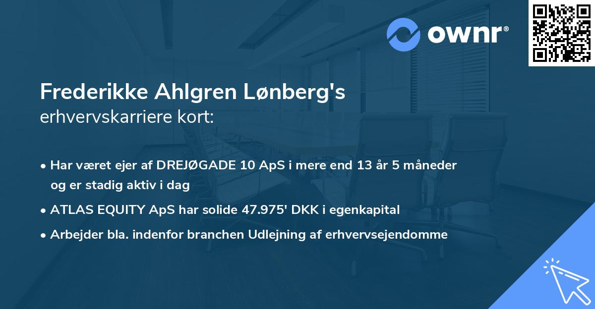 Frederikke Ahlgren Lønberg's erhvervskarriere kort