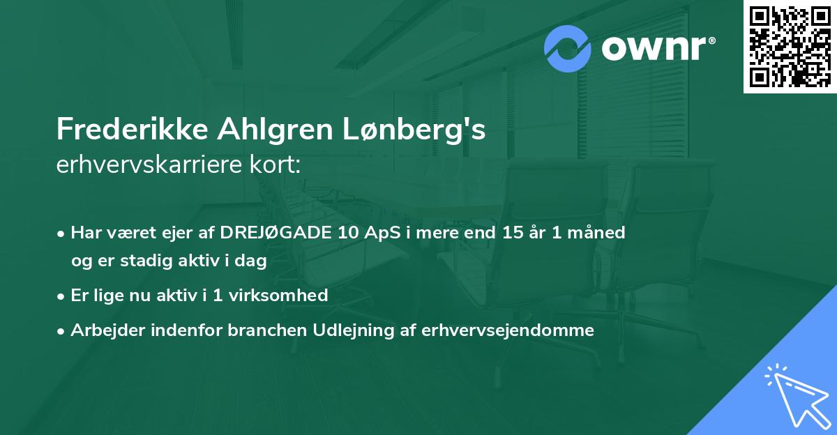 Frederikke Ahlgren Lønberg's erhvervskarriere kort