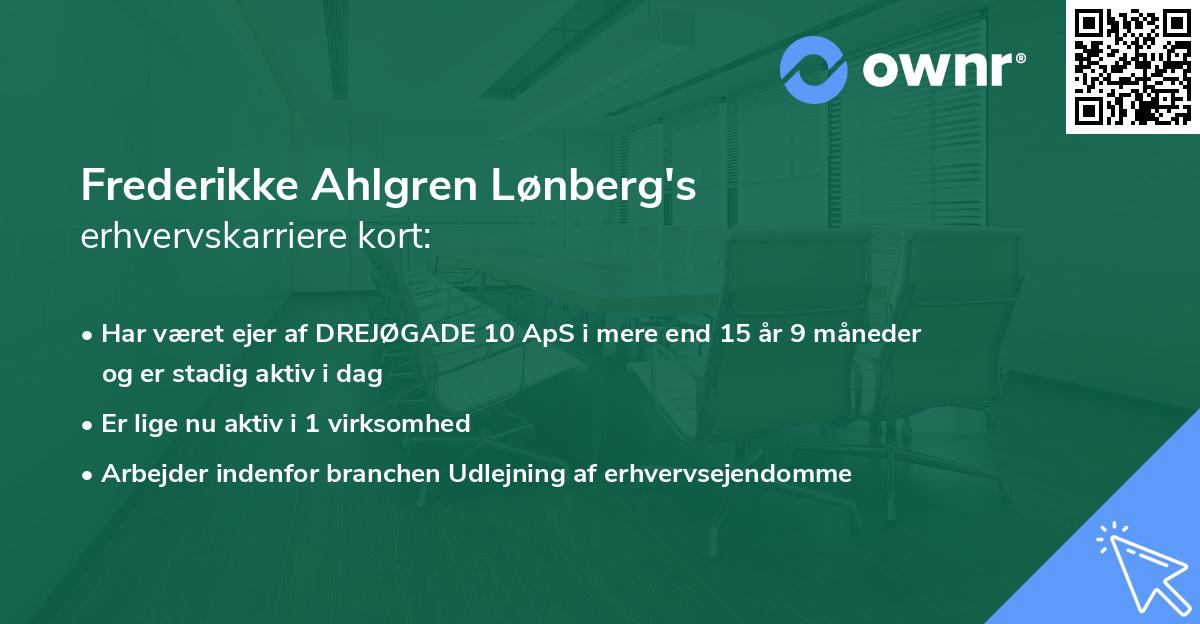 Frederikke Ahlgren Lønberg's erhvervskarriere kort