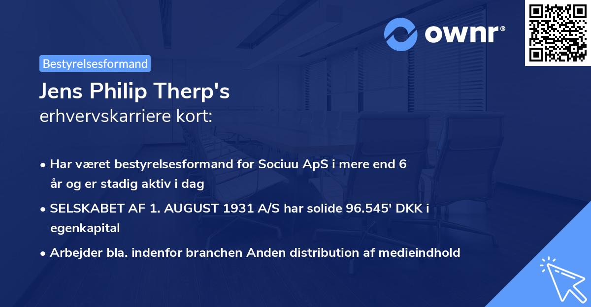 Jens Philip Therp's erhvervskarriere kort