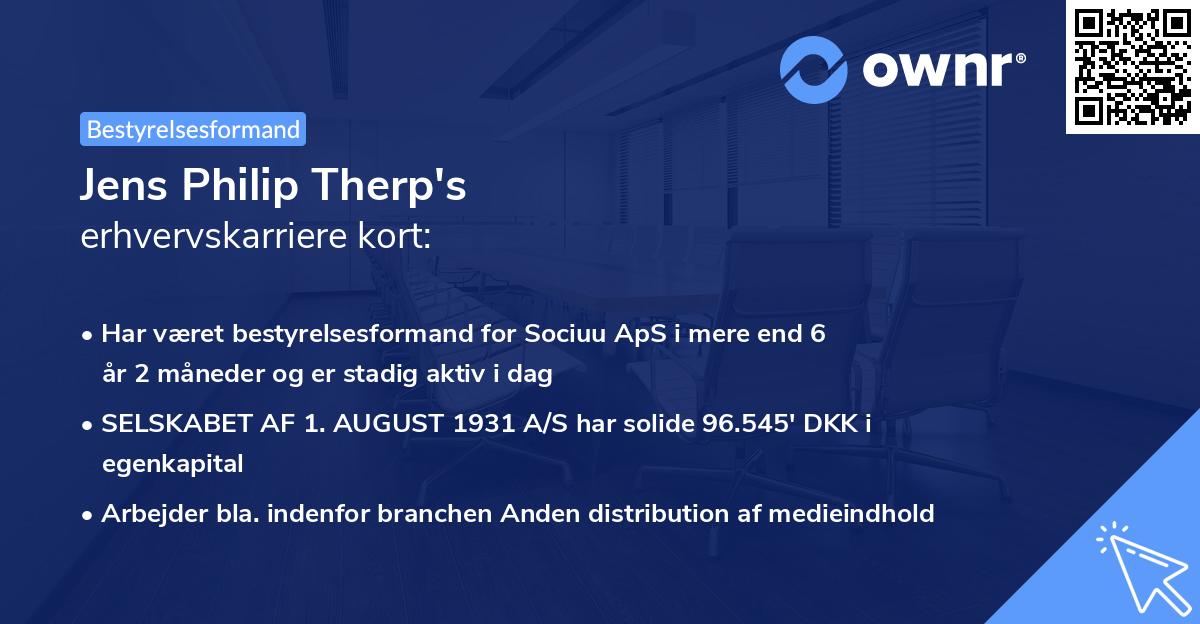 Jens Philip Therp's erhvervskarriere kort