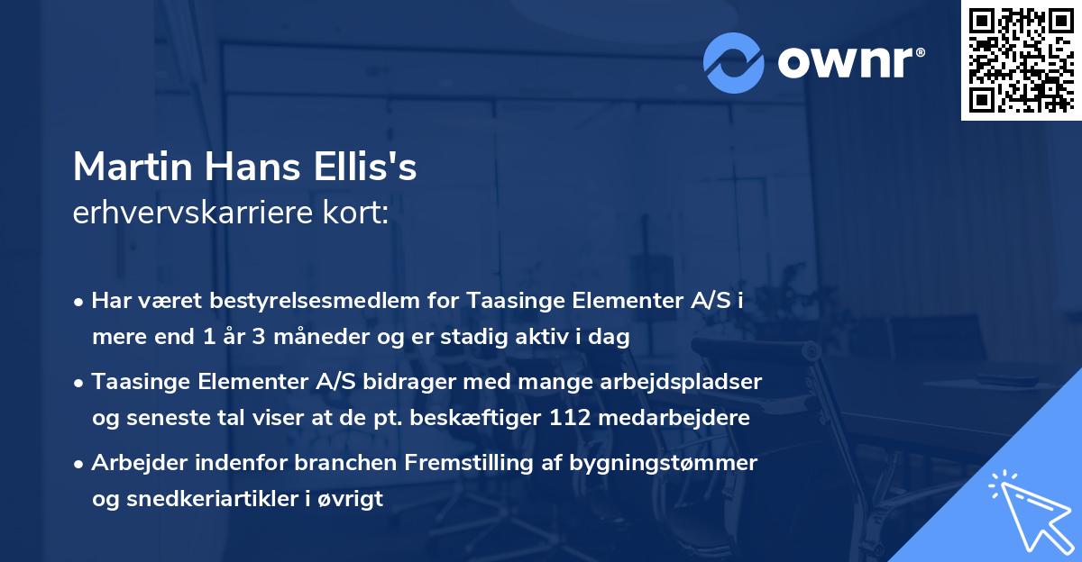 Martin Hans Ellis's erhvervskarriere kort